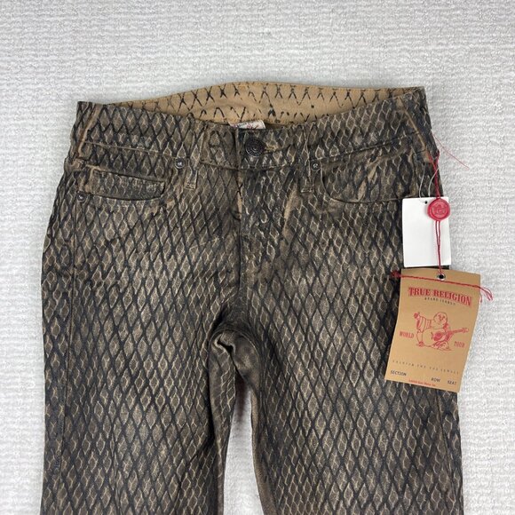 TRUE RELIGION JEANS Halle Mojave Lonestar Snakeskin Brown Slim Skinny 25 - Picture 2 of 16